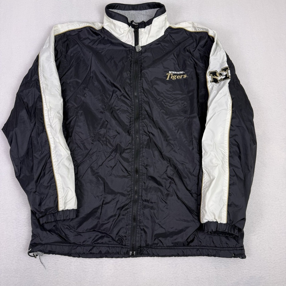 Vtg Missouri Tigers Mizzou Red Oak Windbreaker Jacket Mens Medium Black Gold